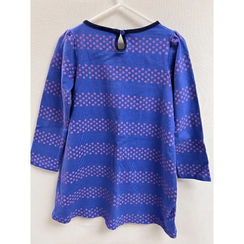 Gymboree Girls Long Sleeve A-line Dress Blue Floral Size 4T 100% Cotton